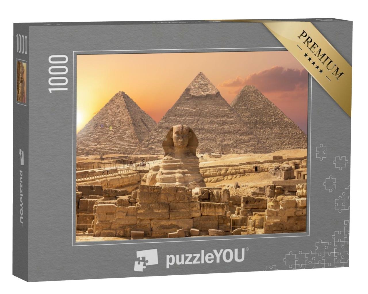 Puzzle de 1000 pièces « Merveilles du monde d'Egypte : Pyramides avec Sphinx, Gizeh »