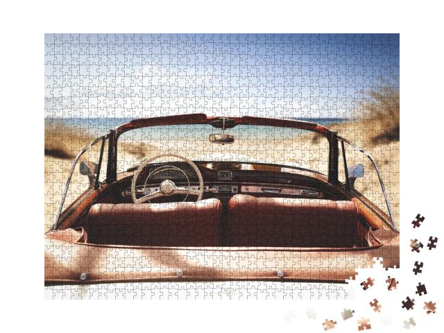 Puzzle de 1000 pièces « Une voiture sur la plage à l'heure d'été »