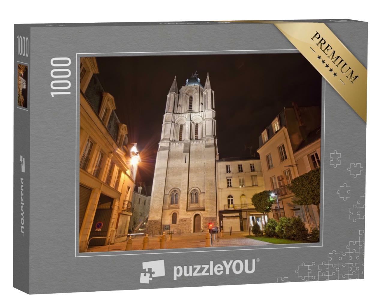 Puzzle de 1000 pièces « Cathédrale Saint-Maurice de nuit, Angers en France »