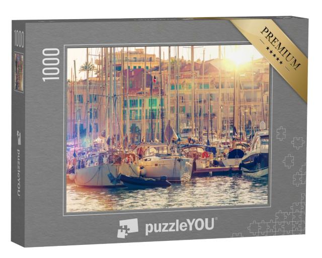 Puzzle de 1000 pièces « Cannes Marina Côte d'Azur. Port De Cannes port de plaisance France. Yachts et bateaux. »