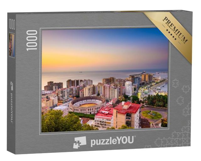 Puzzle de 1000 pièces « Crépuscule sur Málaga, Espagne »