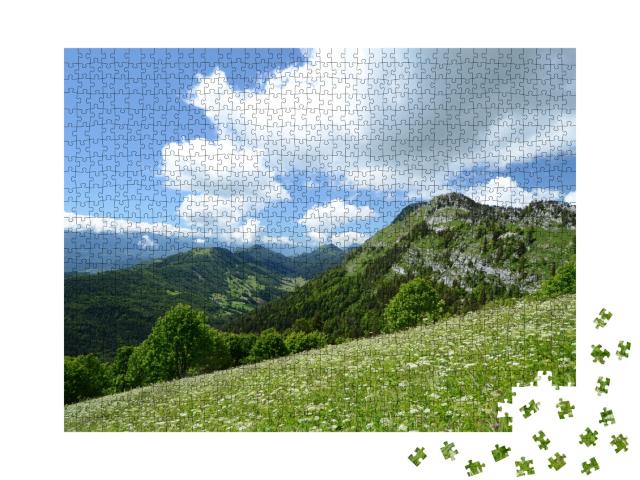 Puzzle de 1000 pièces « Vue à proximité des rochers de la Badaz à Bauges - France »