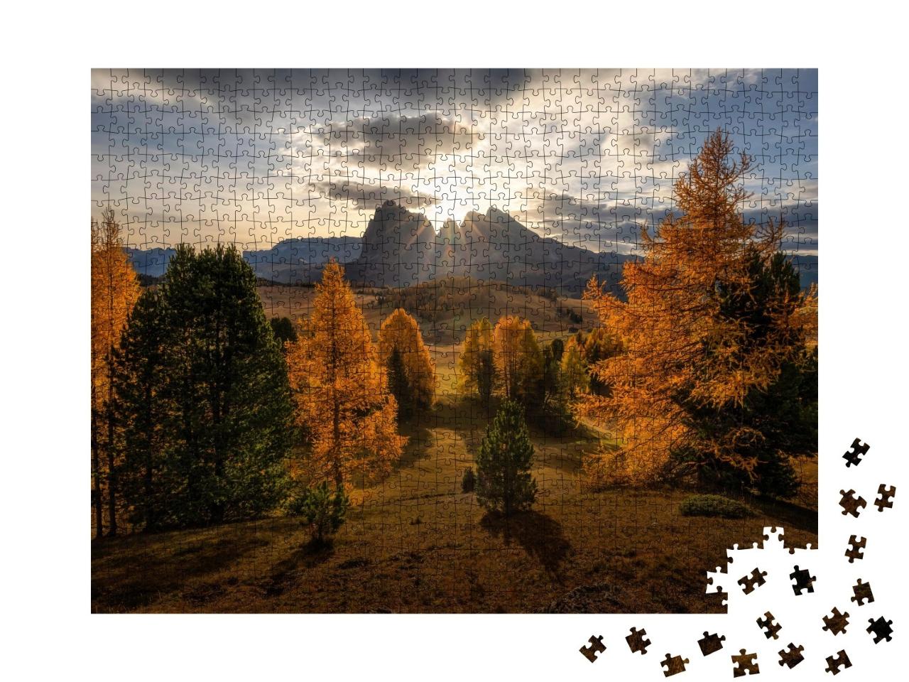 Puzzle de 1000 pièces « Un beau matin d'automne dans les Dolomites »