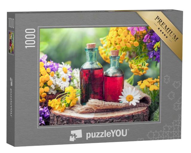 Puzzle de 1000 pièces « Teintures d'herbes médicinales et de fleurs sauvages »