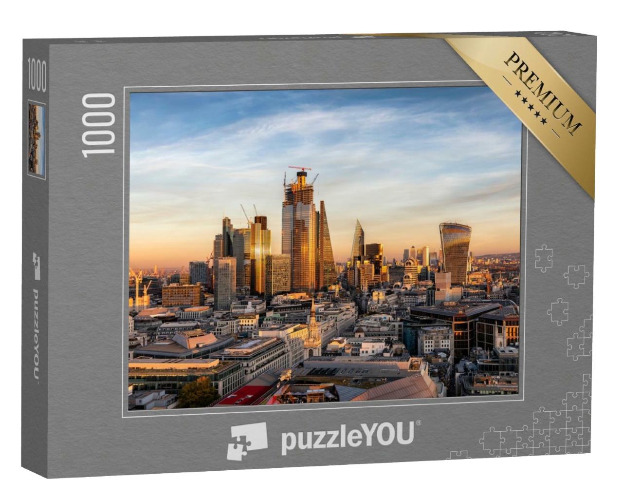 Puzzle de 1000 pièces « Coucher de soleil sur la ligne d'horizon de la City of London, Angleterre »