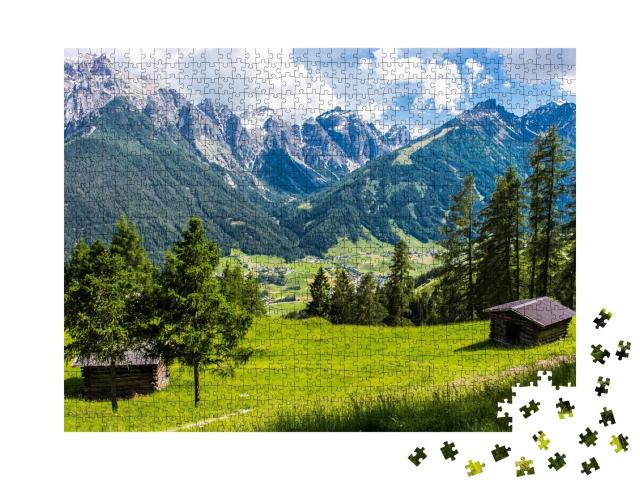 Puzzle de 1000 pièces « Vue panoramique sur la vallée de Stubai, Tyrol, Autriche »