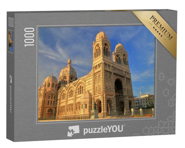 Puzzle de 1000 pièces « Grand bâtiment de la cathédrale de Marseille au crépuscule, France »