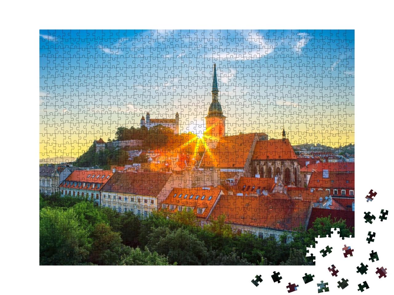 Puzzle de 1000 pièces « Château de Bratislava surplombant le Danube dans la vieille ville de Bratislava, Slovaquie »