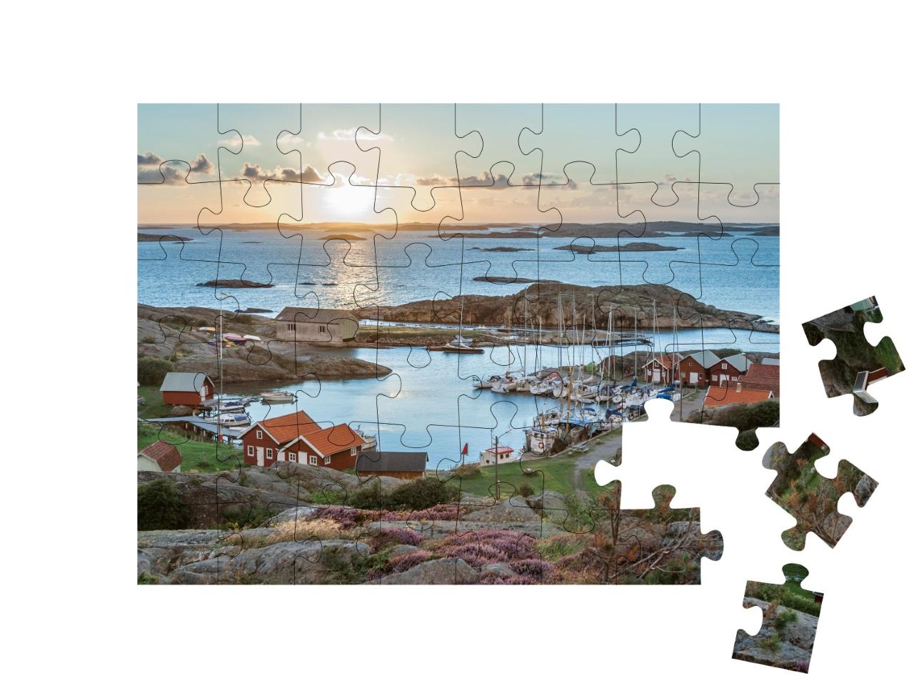 Puzzle de 48 pièces « Port de pêche de l'archipel suédois, île de Ramsoe »