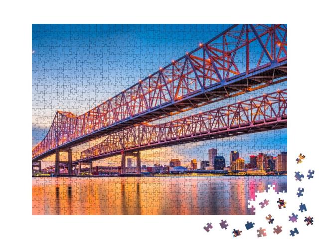 Puzzle de 1000 pièces « Nouvelle-Orléans, Louisiane, pont de connexion de Crescent City sur le Mississippi »