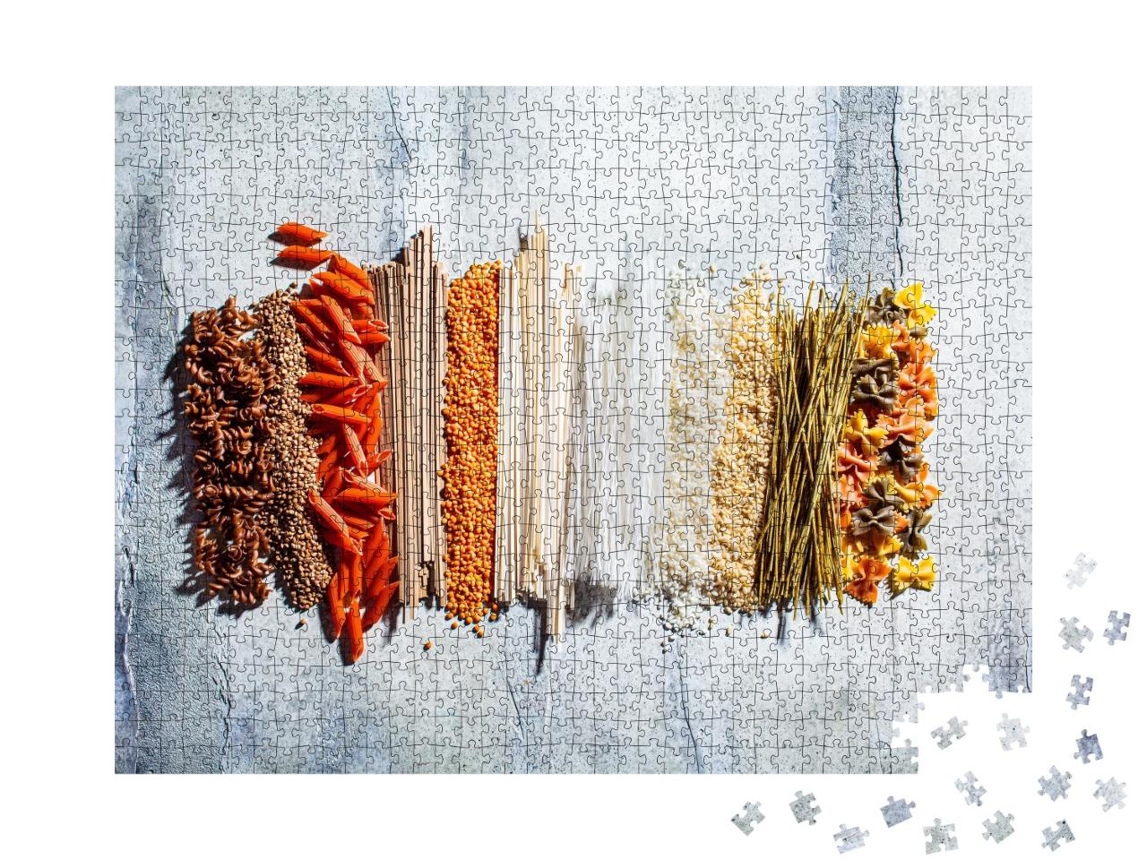 Puzzle de 1000 pièces « Pâtes à base de riz, de lentilles, de sarrasin et de quinoa »