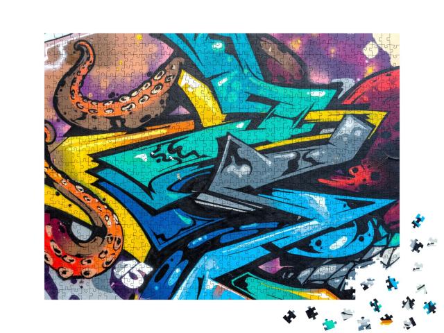 Puzzle de 1000 pièces « Graffiti avec des éléments de pieuvre »