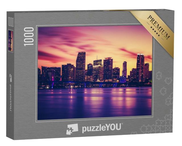 Puzzle de 1000 pièces « Skyline de Miami au coucher du soleil »