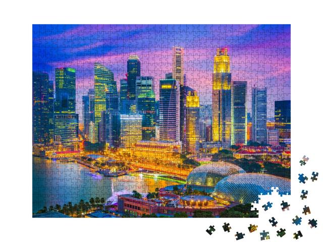 Puzzle de 1000 pièces « Skyline de Singapour au crépuscule »
