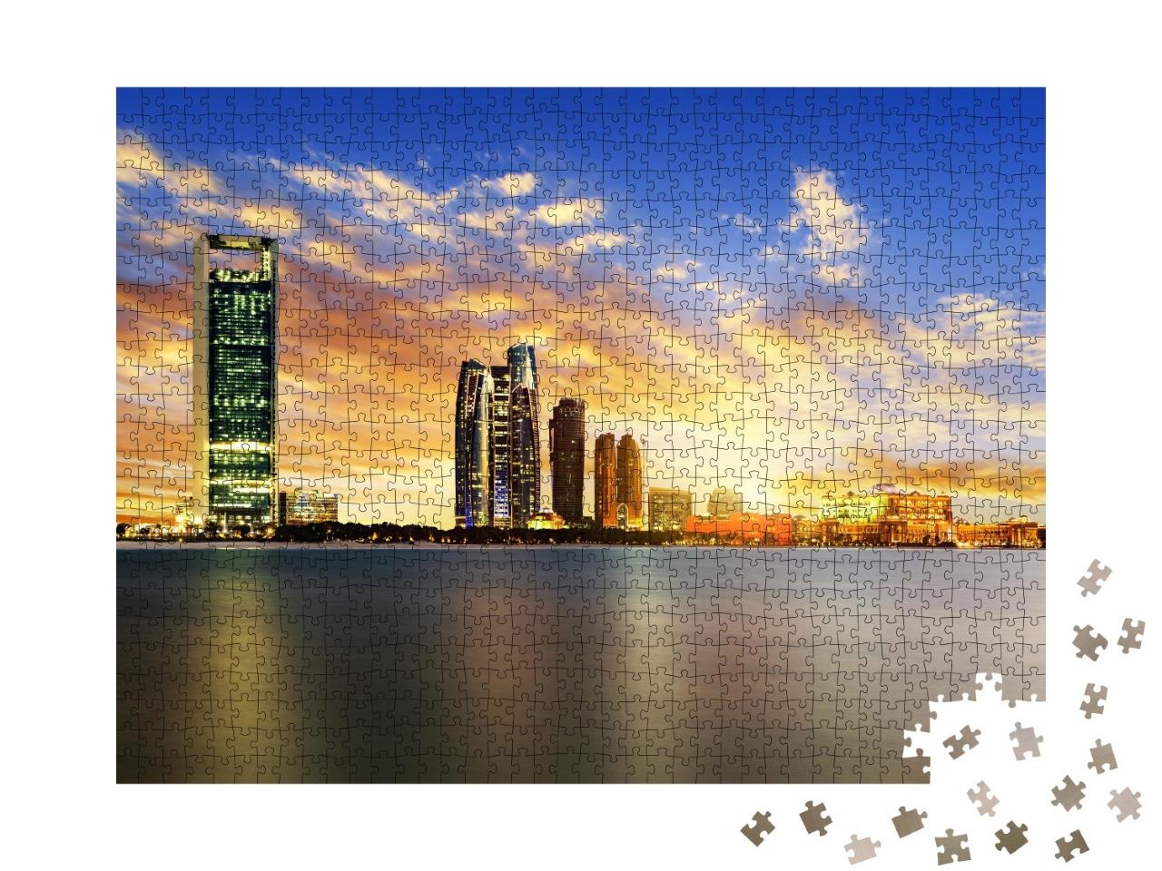 Puzzle de 1000 pièces « Panorama d'Abu Dhabi de nuit, Émirats arabes unis »