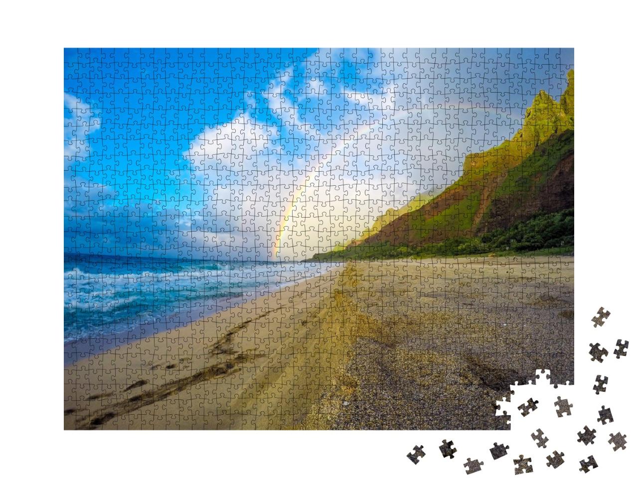 Puzzle de 1000 pièces « Arc-en-ciel au-dessus de Na Pali, Kauai Hawaii »