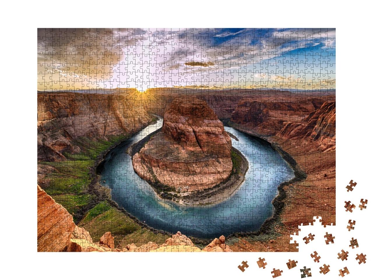 Puzzle de 1000 pièces « Coucher de soleil à couper le souffle à Horseshoe Bend, Colorado Canyon »