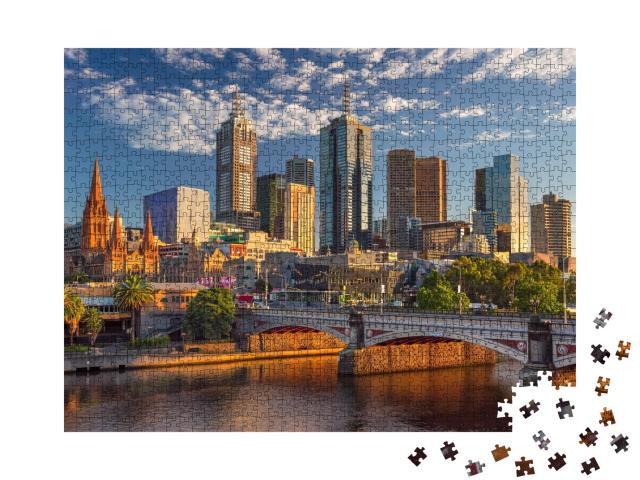 Puzzle de 1000 pièces « L'horizon de Melbourne au lever du soleil »