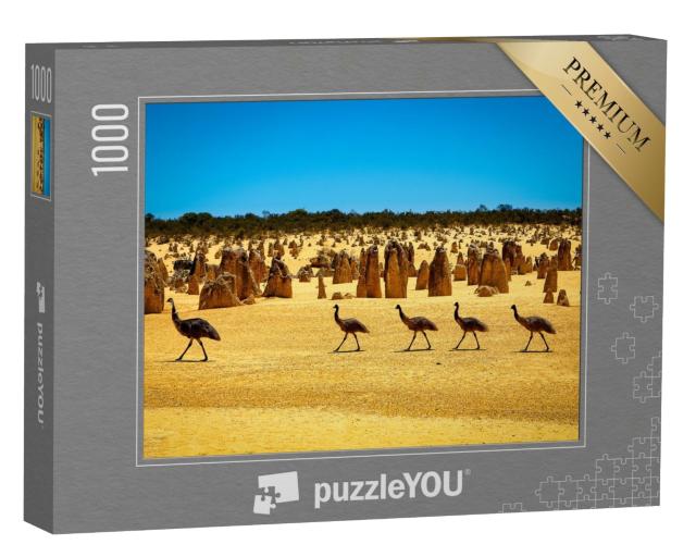 Puzzle de 1000 pièces « Emus dans le désert des Pinnacles, WA, Australie »