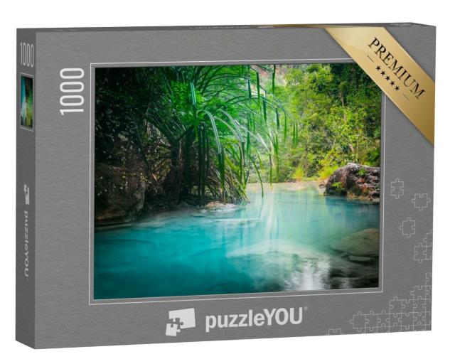 Puzzle de 1000 pièces « Eau turquoise de la cascade d'Erawan, Thaïlande »