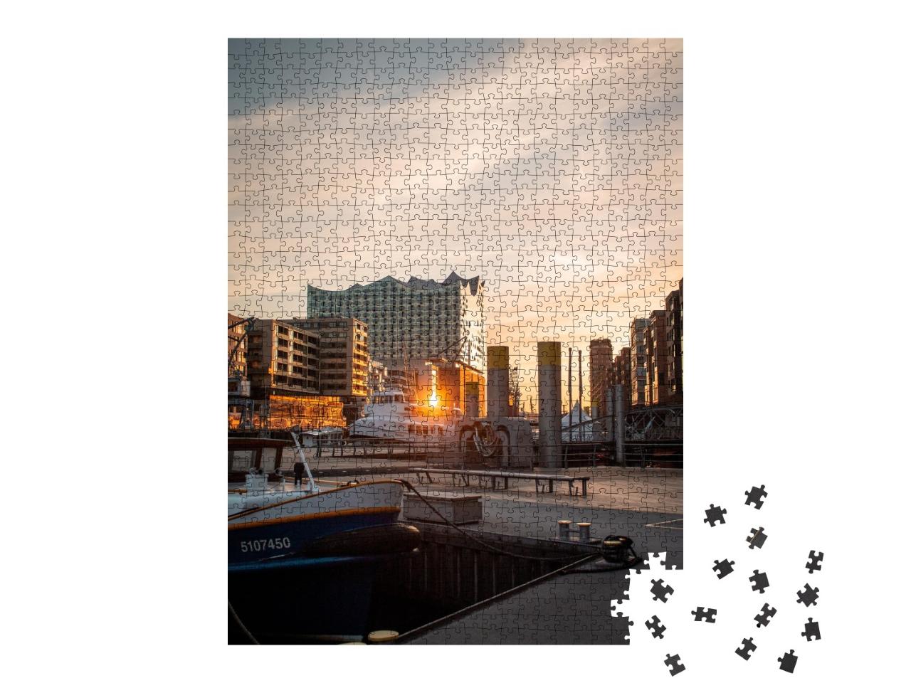 Puzzle de 1000 pièces « L'Elbphilharmonie dans la lumière du coucher de soleil, Hambourg »