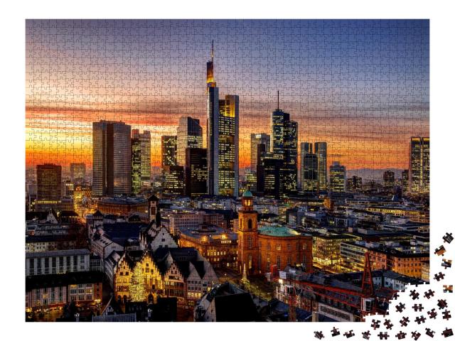 Puzzle de 2000 pièces « Francfort-sur-le-Main de nuit, Allemagne »