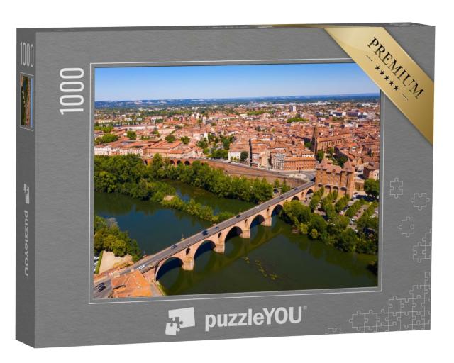 Puzzle de 1000 pièces « Vue aérienne pittoresque de la ville de Montauban avec la rivière Tarn, France »