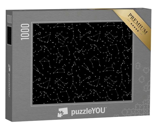 Puzzle de 1000 pièces « Motifs des constellations du zodiaque, formes d'étoiles et de lignes »