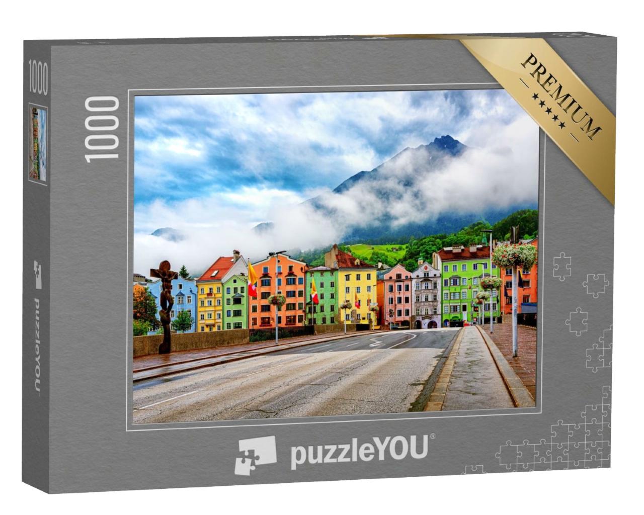 Puzzle de 1000 pièces « Maisons traditionnelles colorées à Innsbruck, Autriche »