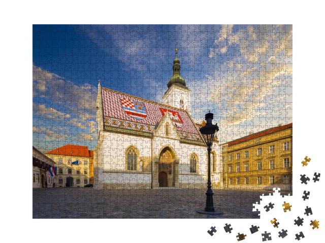 Puzzle de 1000 pièces « L'église Saint-Marc sur la place Saint-Marc de Zagreb, Gornij Grad »
