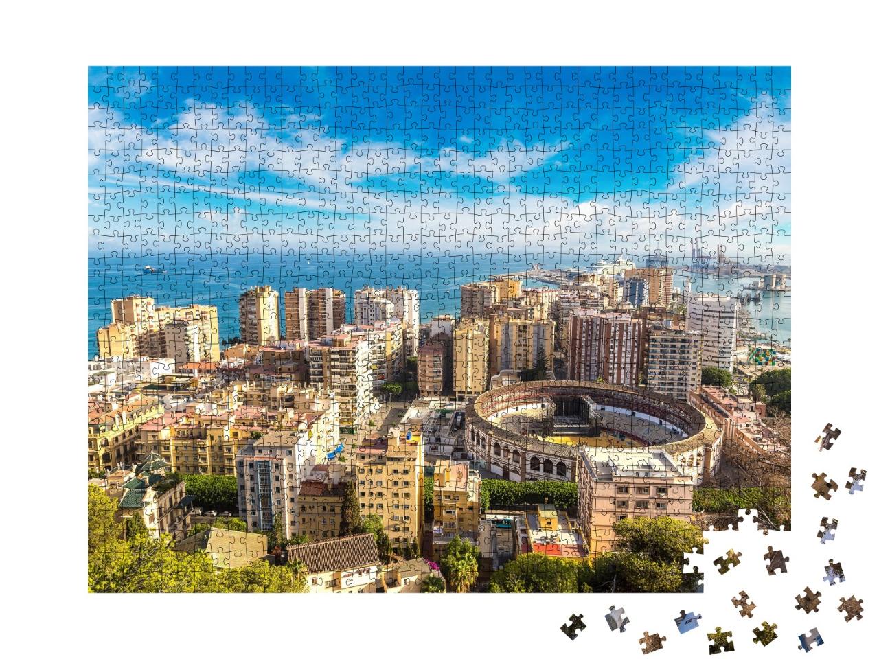 Puzzle de 1000 pièces « Vue aérienne panoramique de Malaga, Espagne »