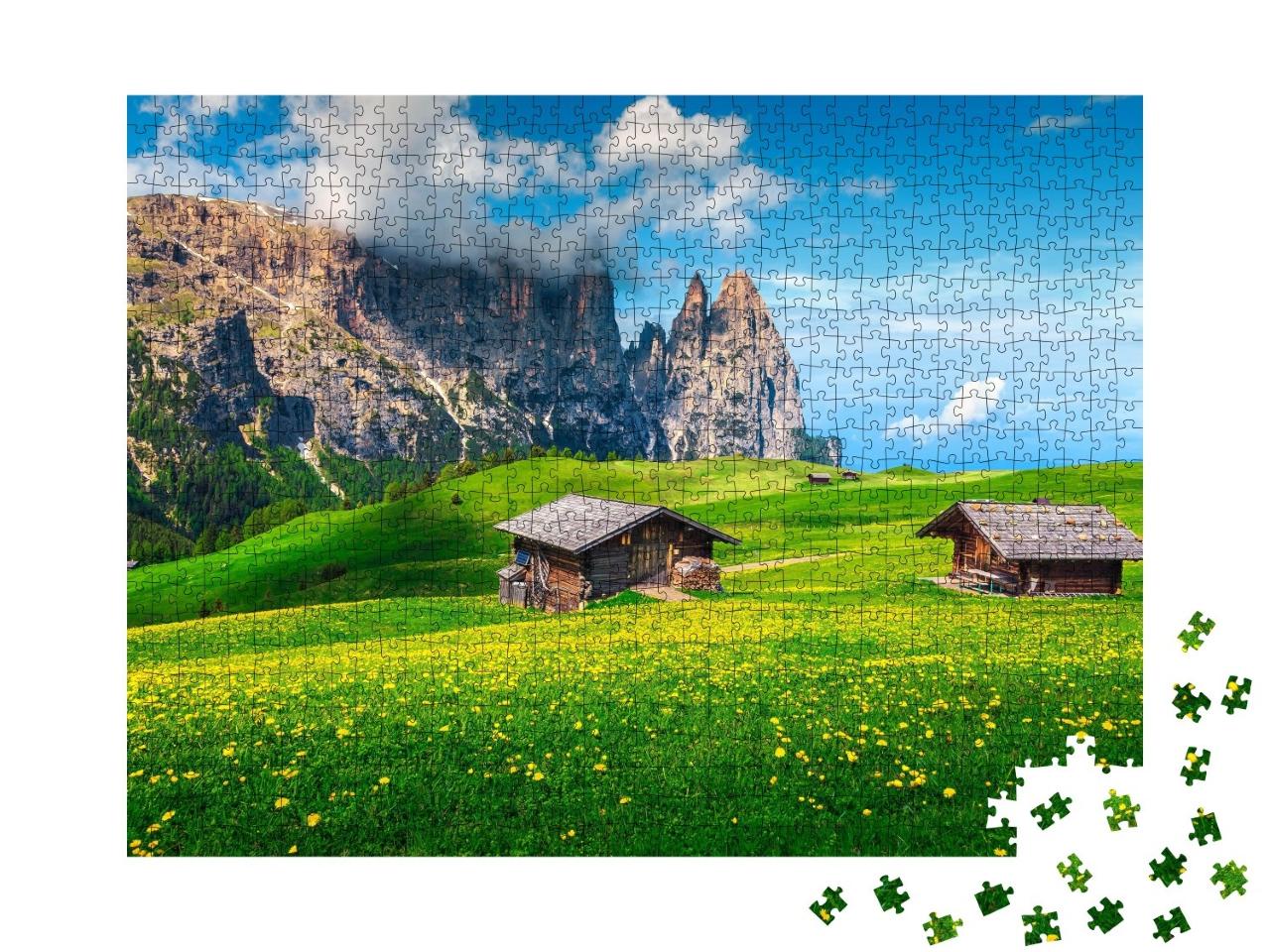 Puzzle de 1000 pièces « Paysage pittoresque de l'Alpe de Siusi, Dolomites, Tyrol du Sud »