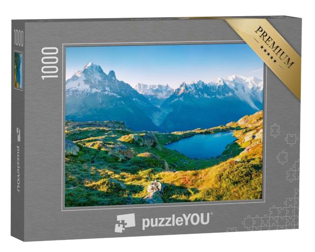 Puzzle de 1000 pièces « Vue d'été colorée du Lac Blanc avec le Mont Blanc »