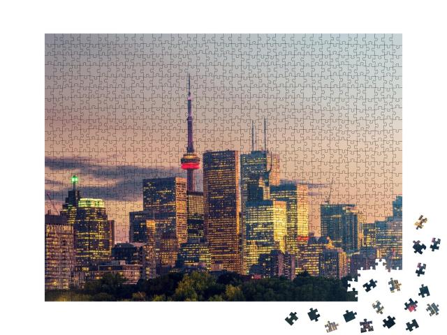 Puzzle de 1000 pièces « Bâtiment dans la ville de Toronto la nuit, Ontario, Canada »