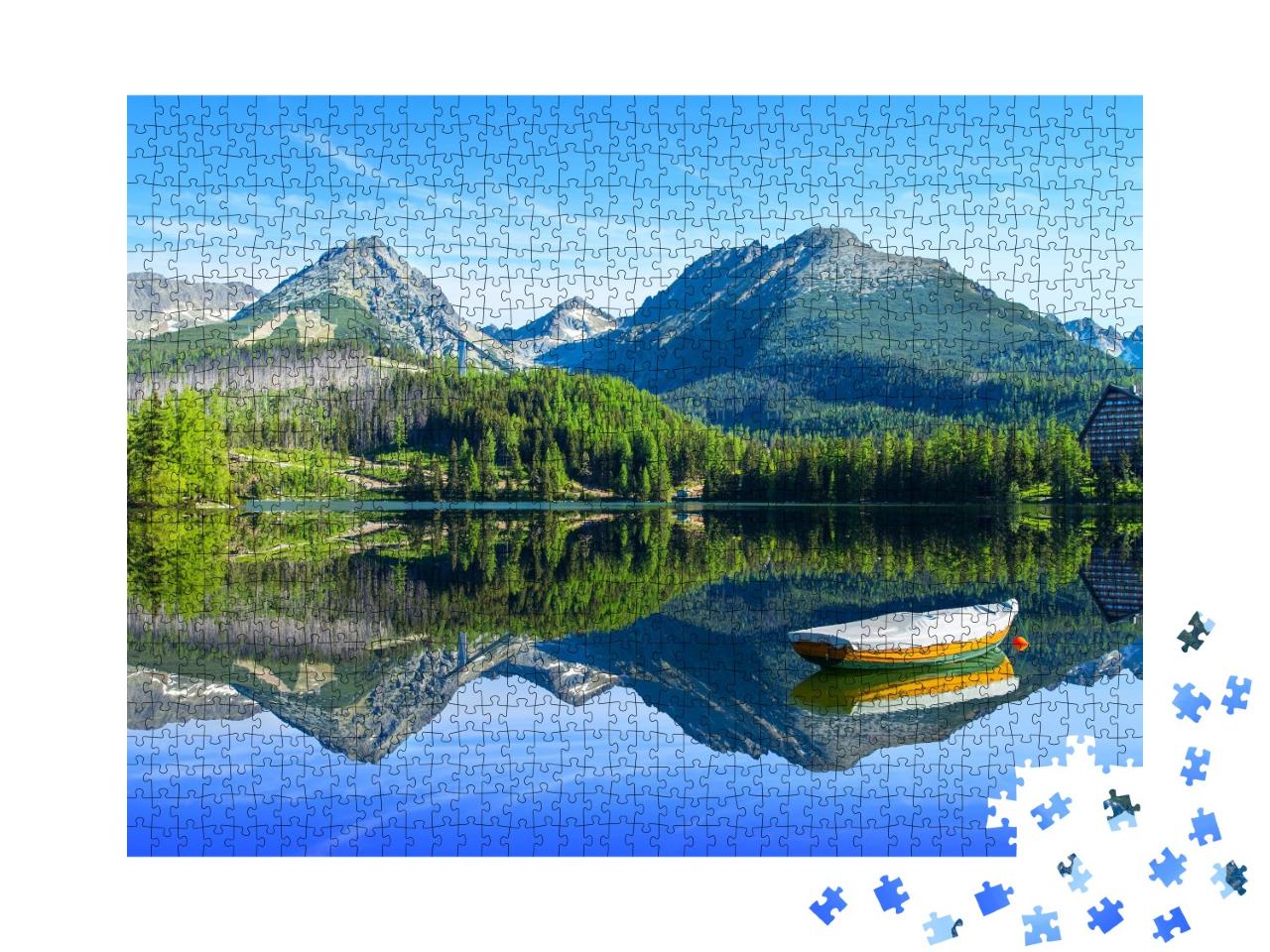 Puzzle de 1000 pièces « Lac de montagne Strbske Pleso dans le parc national des Hautes Tatras, Slovaquie »