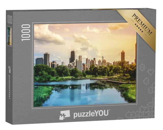 Puzzle de 1000 pièces « Chicago Vue de la ligne d'horizon et de la ville depuis Lincoln Park »