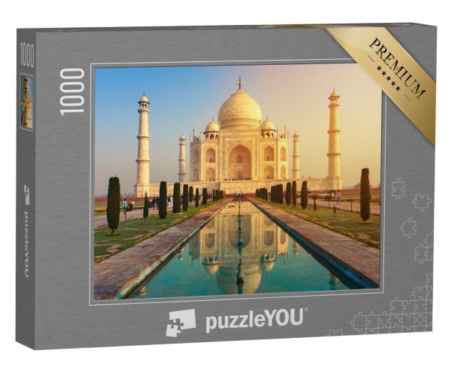 Puzzle de 1000 pièces « Un monument de renommée mondiale : le Taj Mahal sur la Yamuna, Agra, Inde »