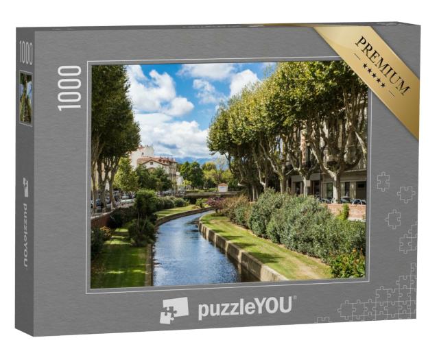 Puzzle de 1000 pièces « Vue pittoresque de Perpignan et de sa rivière par une journée ensoleillée. France. »