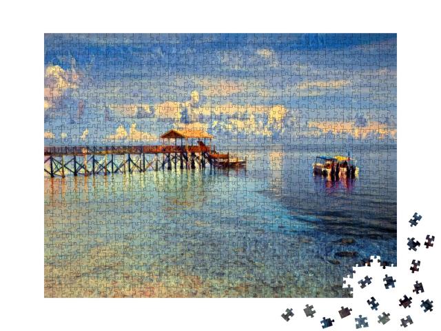 Puzzle de 1000 pièces « dans le style de Paul-Cezanne - Pulau Sipadan Island à Sabah - Collection de puzzles Artistes & Peintures »