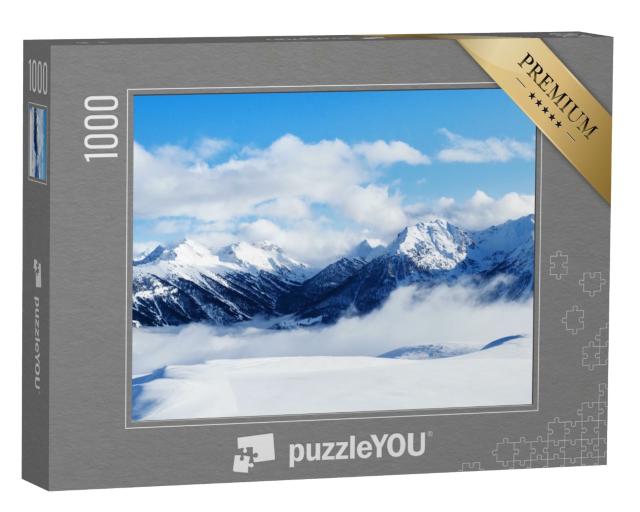 Puzzle de 1000 pièces « Vue panoramique sur les montagnes près de Brianson, domaine skiable de Serre Chevalie »