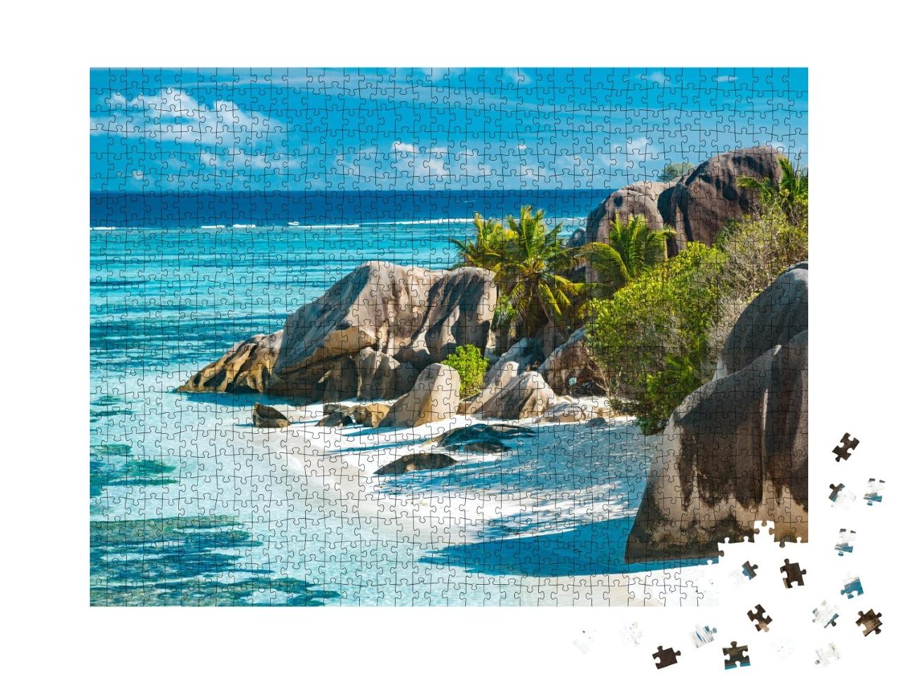 Puzzle de 1000 pièces « Plage enchantée des Seychelles - Anse Source D'Argent »