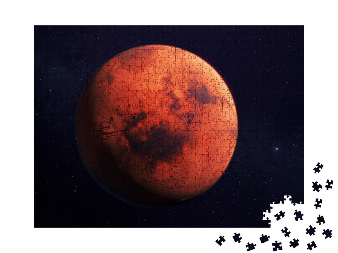 Puzzle de 1000 pièces « Mars, la planète rouge, rendu 3D avec caractéristiques de surface »