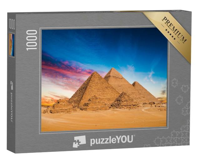 Puzzle de 1000 pièces « Grandes pyramides de Gizeh au coucher du soleil, Égypte »