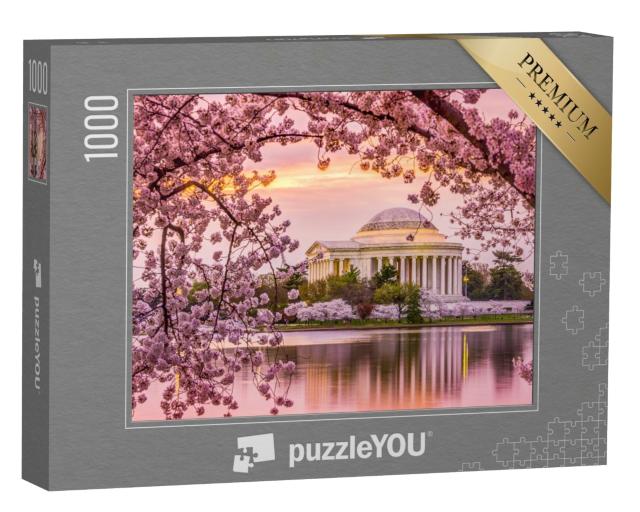 Puzzle de 1000 pièces « Washington, DC : Tidal Basin et Jefferson Memorial pendant la floraison des cerisiers »