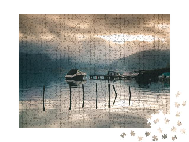 Puzzle de 1000 pièces « lumière du soleil matinal sur le lac »