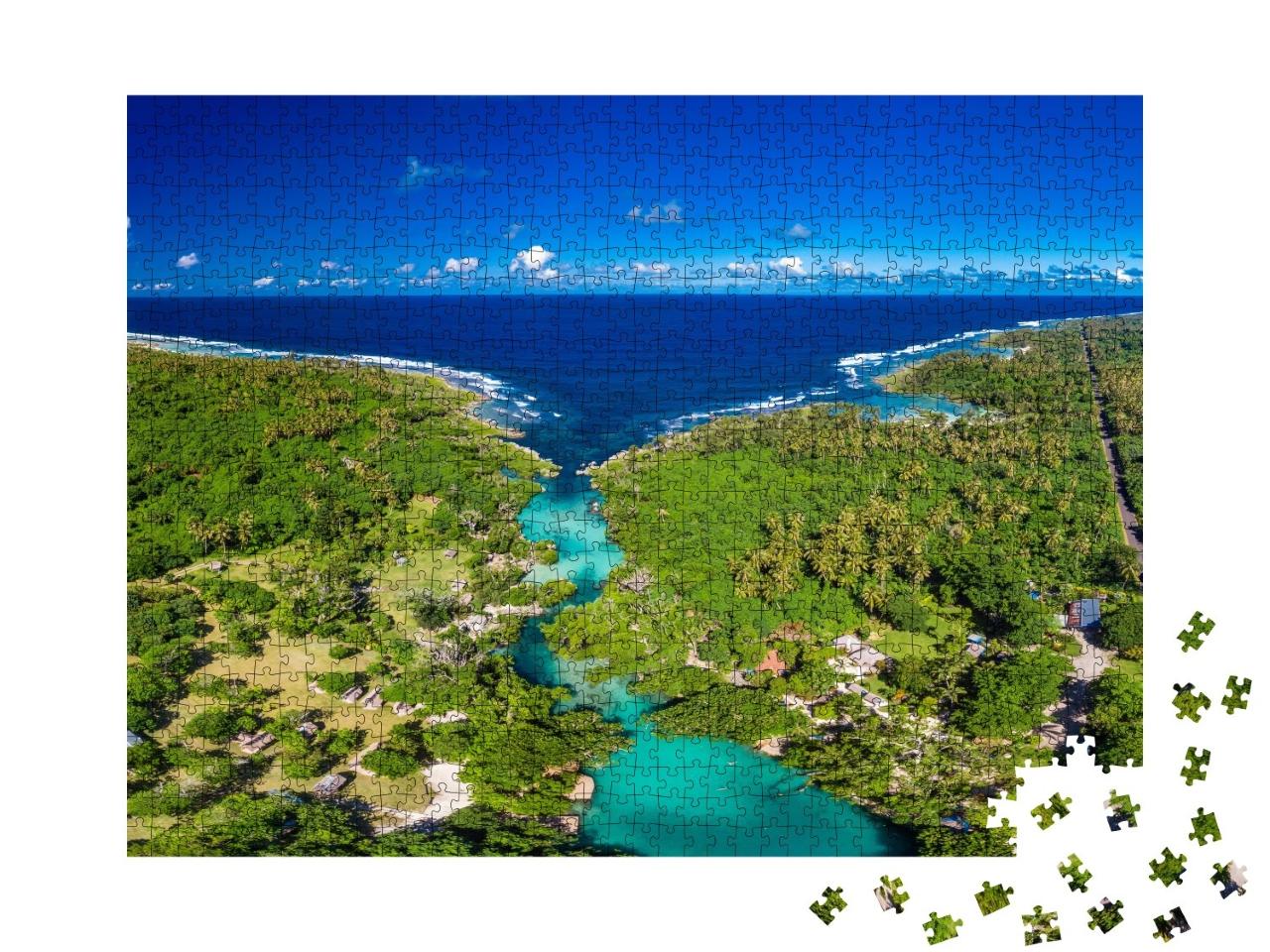 Puzzle de 1000 pièces « Vue par drone du Lagon bleu, Port Vila, Éfaté, Vanuatu »