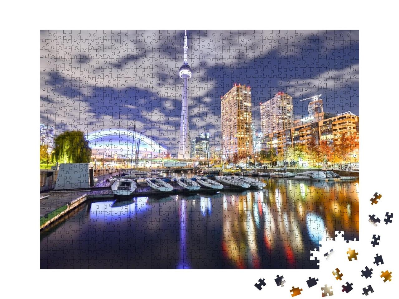 Puzzle de 1000 pièces « Skyline de Toronto la nuit en Ontario, Canada »