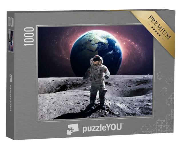 Puzzle de 1000 pièces « Un astronaute courageux lors d'une promenade dans l'espace sur la lune »
