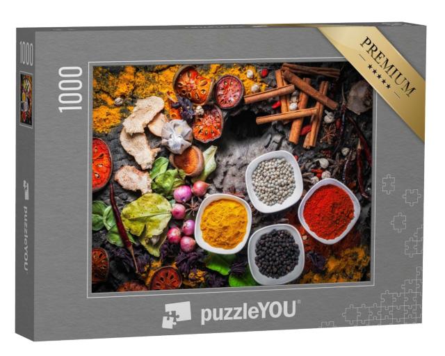 Puzzle de 1000 pièces « Sélection d'épices et d'herbes merveilleuses »