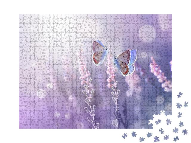 Puzzle de 1000 pièces « Papillons dans un champ de lavande »